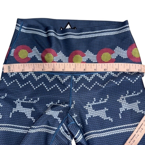 Colorado Threads Winter Christmas Leggings Blue Snow Print Women’s S Denver CO - Picture 5 of 6